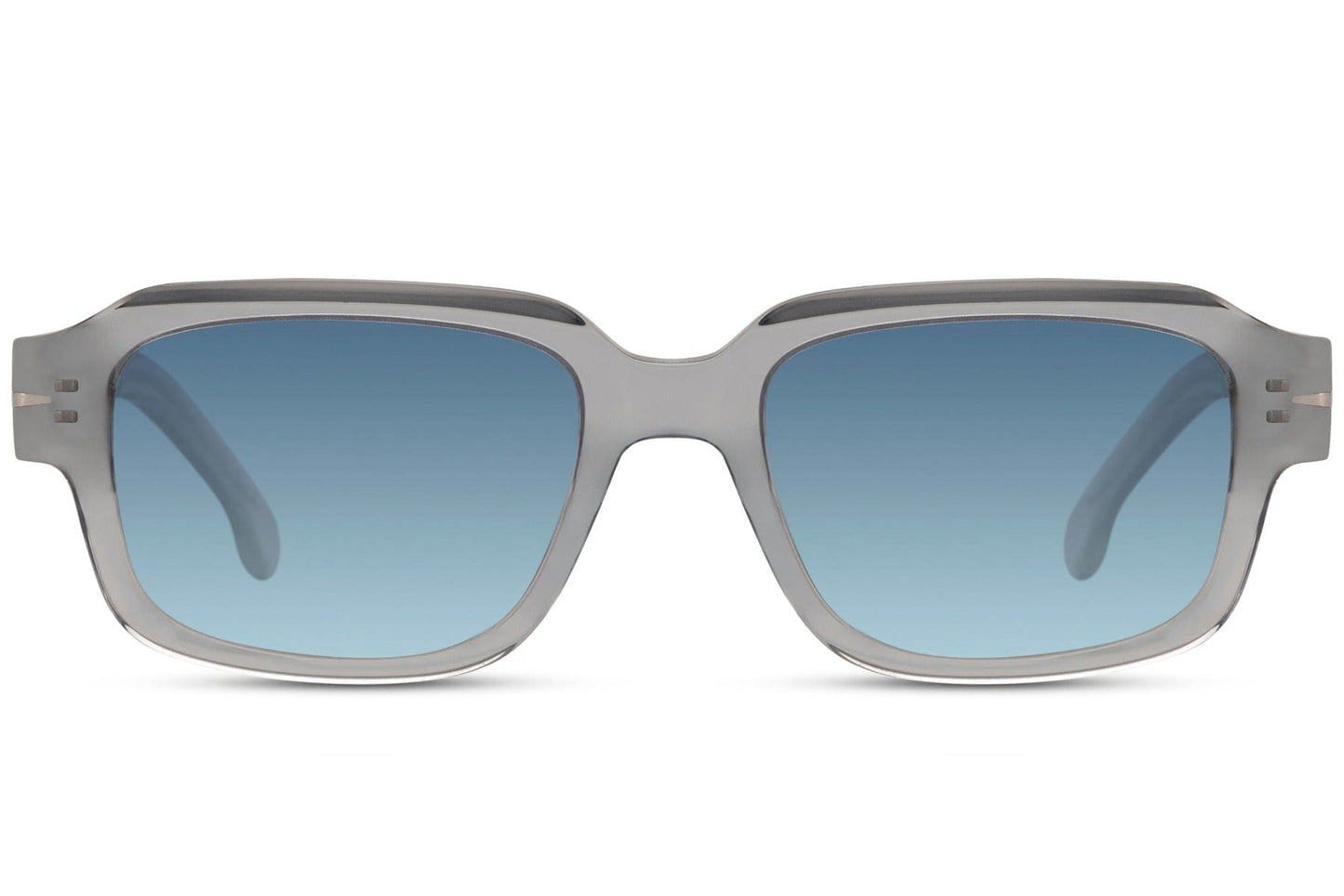 Rectangle Clubmaster sunglasses for men and women with grey acetate frame and blue gradient polarized TAC lens – fresh practical retro rectangle shades for driving, outdoor activities and city wear, free delivery across UK and Europe from Sunglass Station
