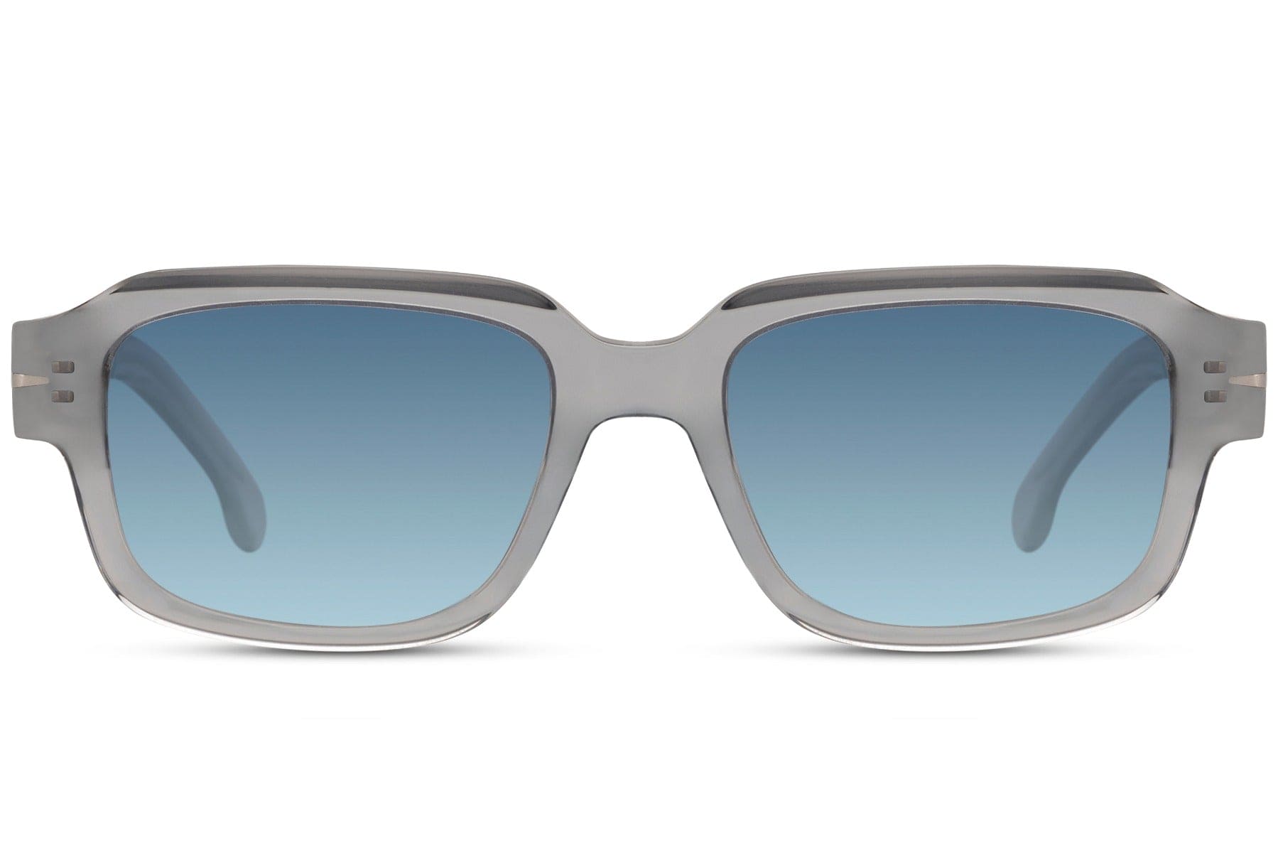 Rectangle Clubmaster sunglasses for men and women with grey acetate frame and blue gradient polarized TAC lens – fresh practical retro rectangle shades for driving, outdoor activities and city wear, free delivery across UK and Europe from Sunglass Station