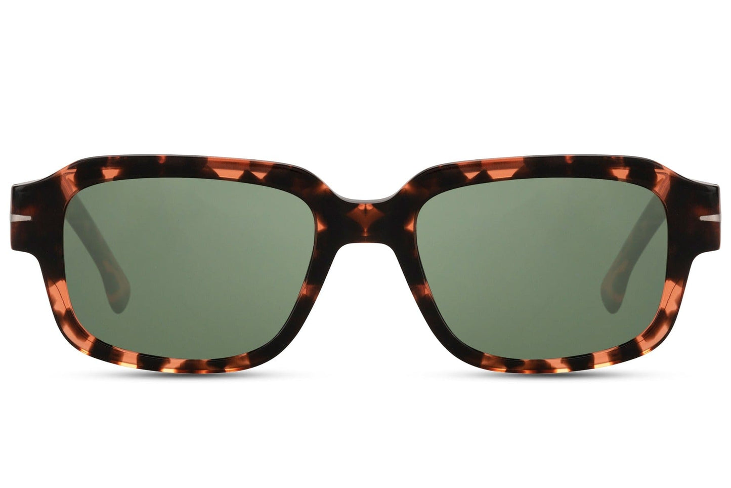 Rectangle Clubmaster sunglasses with tortoiseshell acetate frame and dark green polarized TAC lens – classic retro rectangle shades for driving and outdoor activities, Sunglass Station free UK and Europe shipping