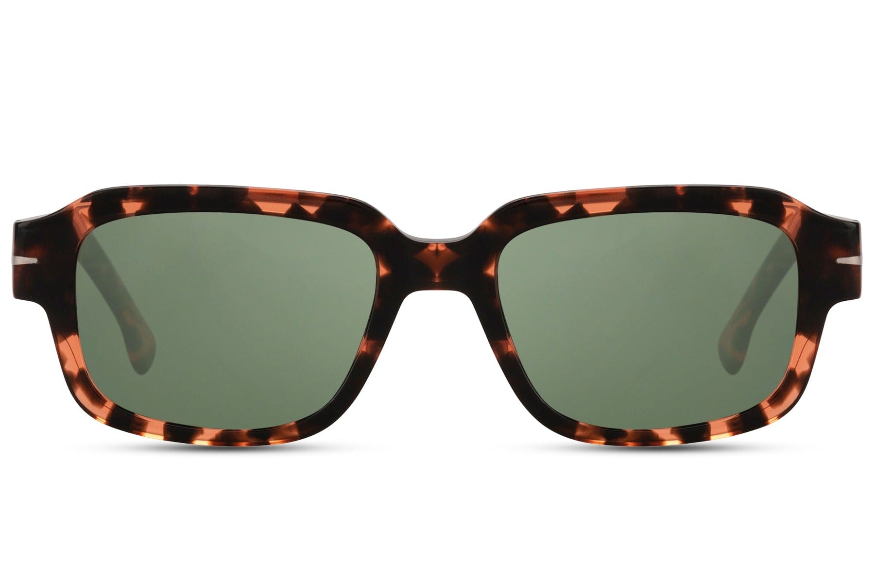 Rectangle Clubmaster sunglasses with tortoiseshell acetate frame and dark green polarized TAC lens – classic retro rectangle shades for driving and outdoor activities, Sunglass Station free UK and Europe shipping
