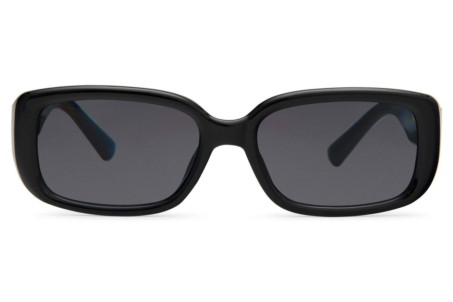 Flat profile black rectangle party sunglasses — minimal and architectural, the kind of frame that photographs well on every face and suits every occasion from rooftop to runway | Sunglass Station