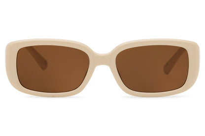 Honey tortoiseshell rectangle party sunglasses with warm amber lens — sun-soaked coastal palette for men and women, the frame that reads Italian summer from the moment you put it on | Sunglass Station