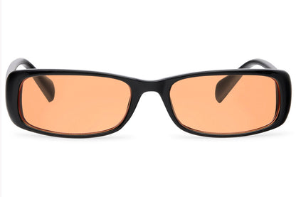 Tortoiseshell rectangle sunglasses with amber orange tinted lens — Ibiza golden hour distilled into eyewear, the fastest-growing lens colour in European summer searches 2026 | Sunglass Station- free shipping across UK & Europe