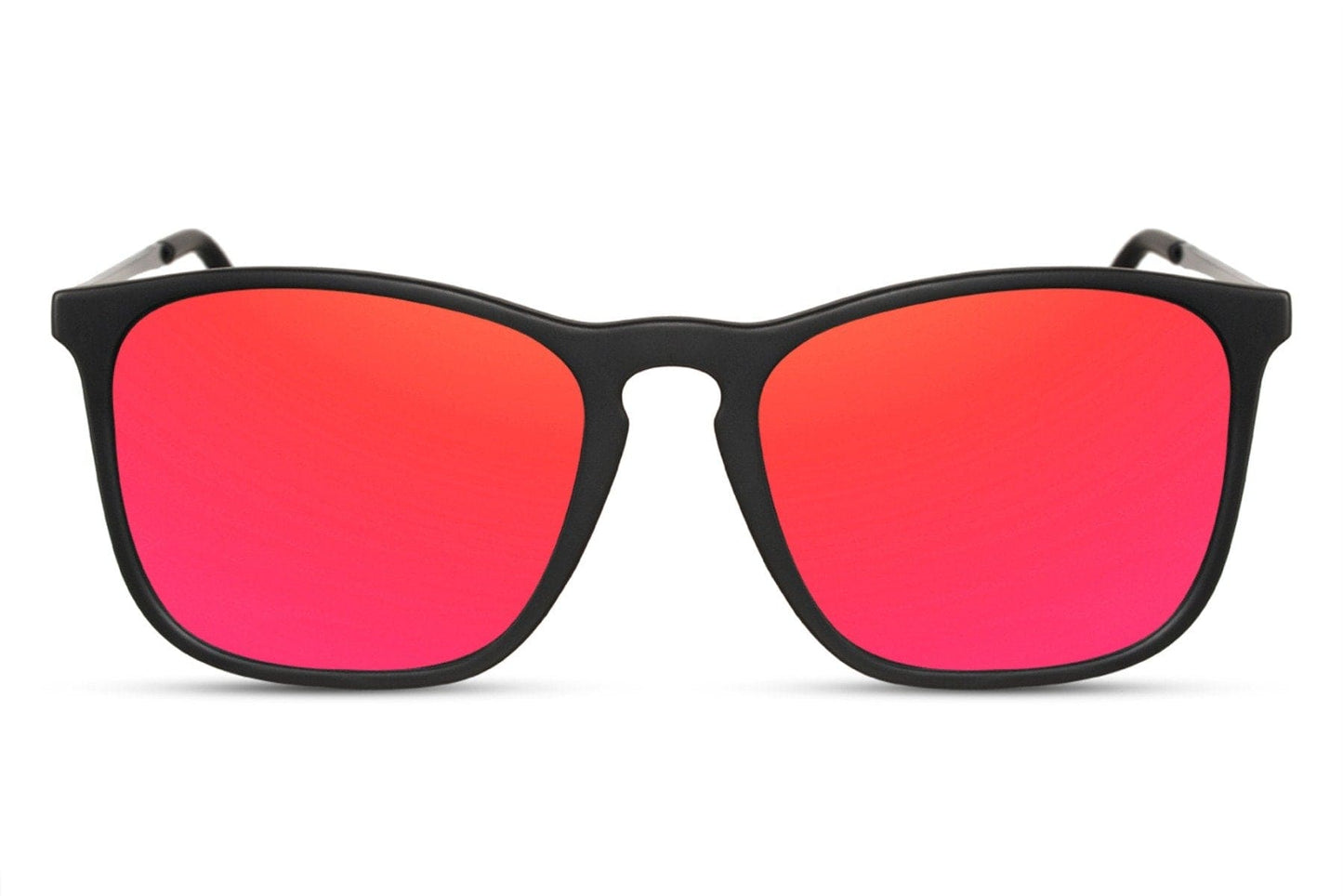 Sunglasses with black frame and red lenses with uv400 protection