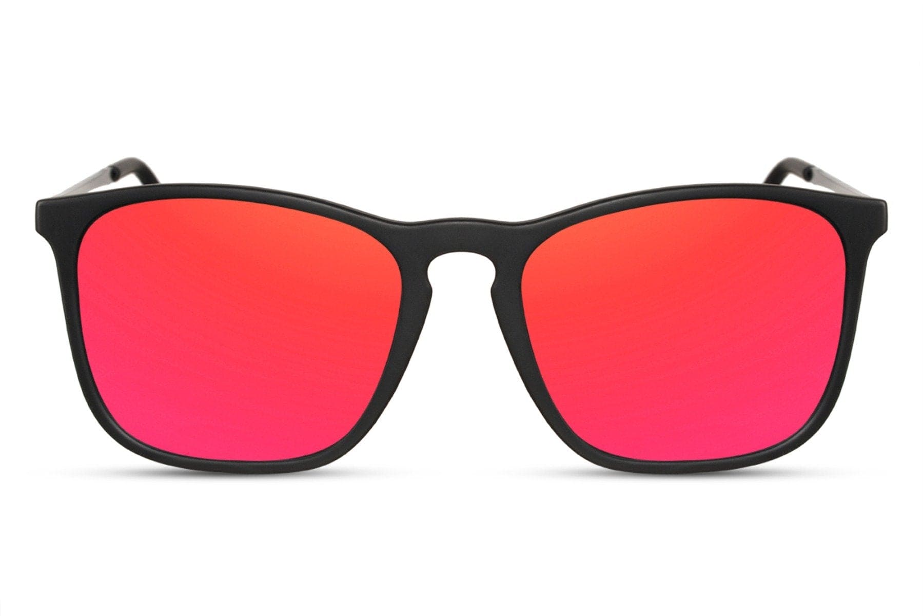 Sunglasses with black frame and red lenses with uv400 protection