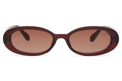 Red pink tinted oval party sunglasses for women — Y2K rave and clubbing eyewear | Sunglass Station UK