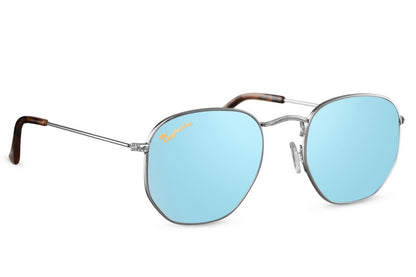 retro style blue mirrored polarised sunglasses 