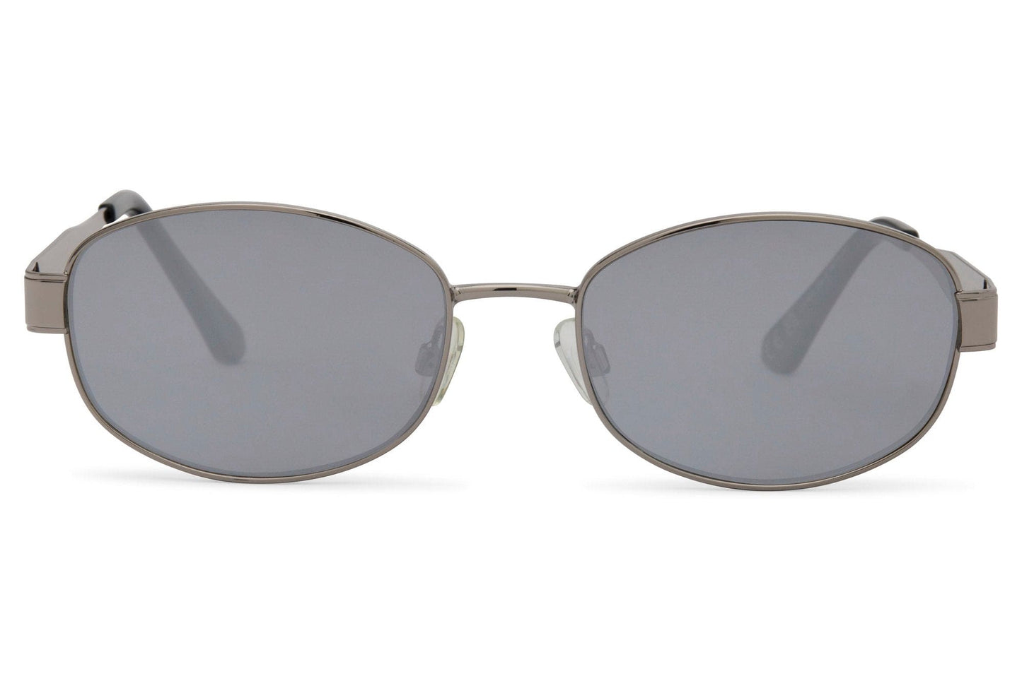 Retro oval sunglasses for men and women with silver copper frame and grey tinted recycled lens – vintage-inspired unisex eyewear for city wear and holidays, free UK and Europe delivery by Sunglass Station