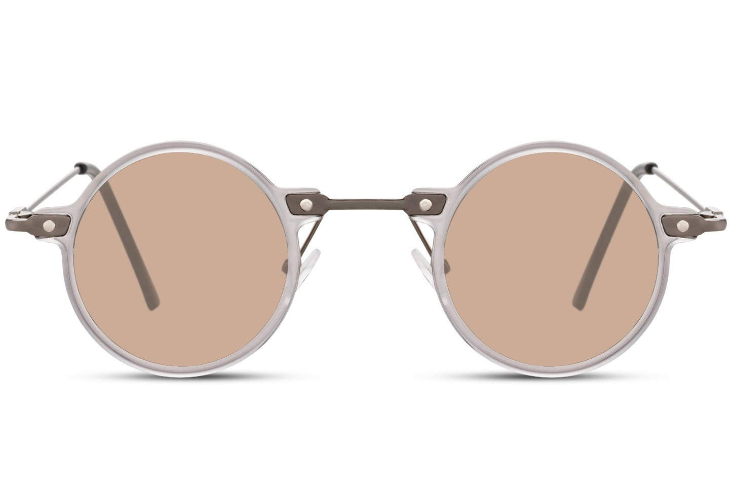 Retro round sunglasses silver metal frame nude polycarbonate lens lightweight 100% UV400 protection comfortable all-day men women summer festival city beach outdoor free UK Europe delivery Sunglass Station