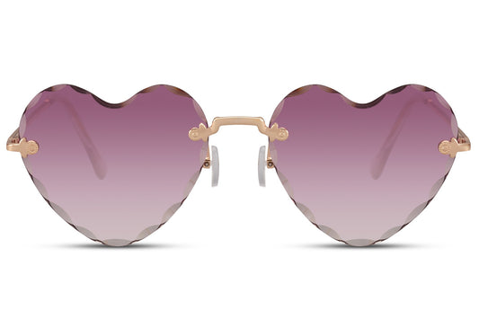 rimless heart shape sunglasses for women