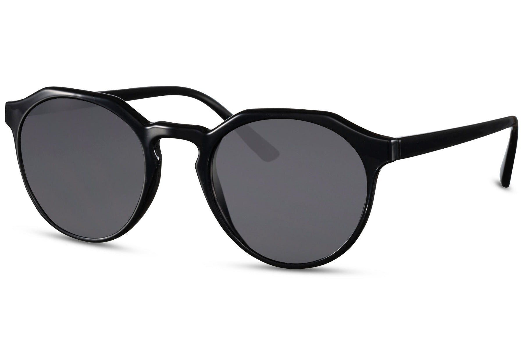 Rome eco round sunglasses black recycled polyester frame smoke lens durable compact UV400 protection men women sustainable travel-ready eco-friendly city summer outdoor free UK Europe delivery Sunglass Station