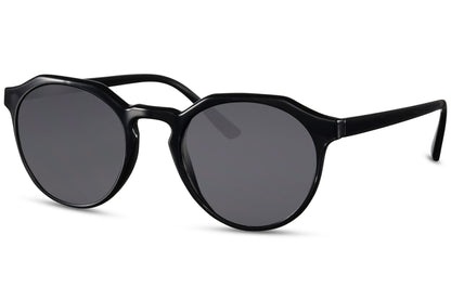 Rome eco round sunglasses black recycled polyester frame smoke lens durable compact UV400 protection men women sustainable travel-ready eco-friendly city summer outdoor free UK Europe delivery Sunglass Station