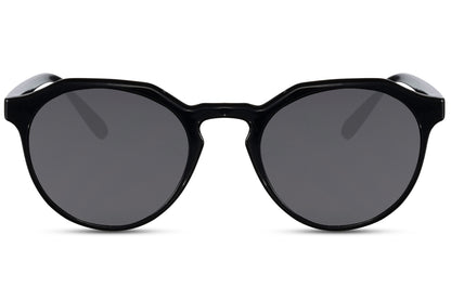 Rome eco round sunglasses black recycled polyester frame smoke lens sustainable eco-friendly UV400 protection men women minimalist everyday city summer driving beach free UK Europe delivery Sunglass Station