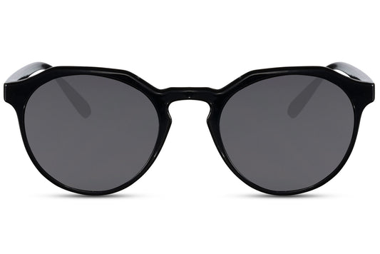 Rome eco round sunglasses black 100% recycled polyester frame smoke lens UV400 protection men women sustainable Italian inspired bold minimalist summer city beach festival free UK Europe delivery Sunglass Station