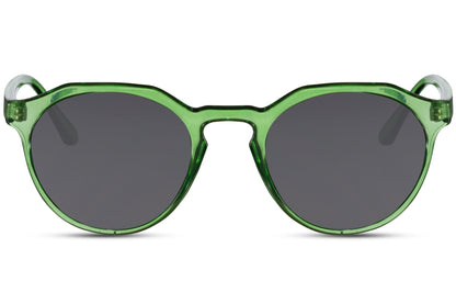Rome eco round sunglasses green 100% recycled polyester frame green recycled lens UV400 protection men women bold sustainable retro outdoor summer festival city beach free UK Europe shipping Sunglass Station