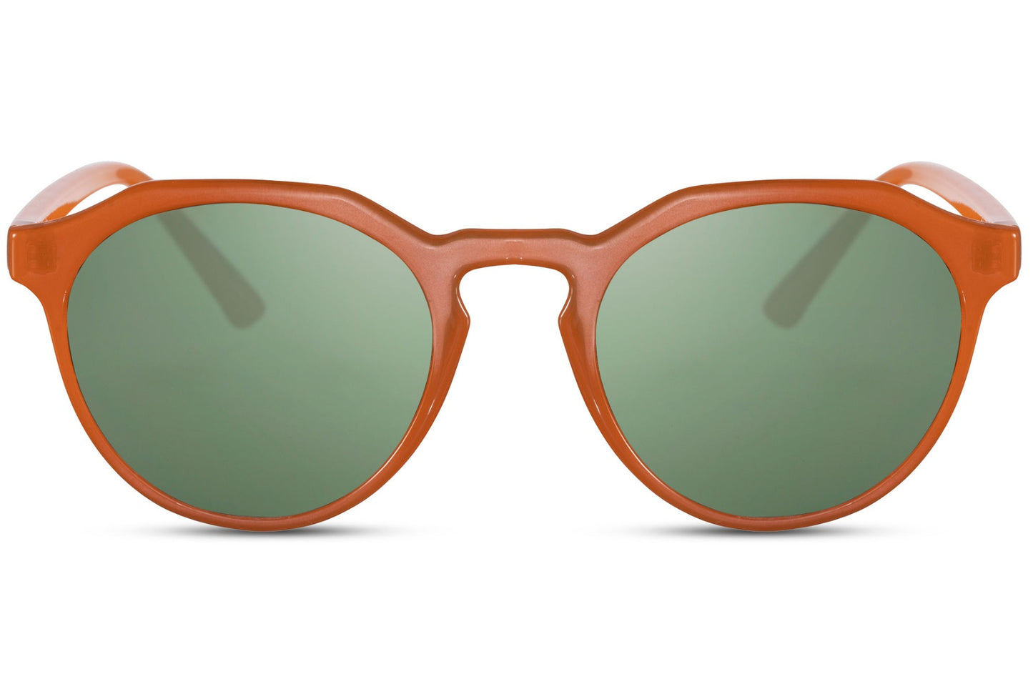 Rome eco round sunglasses orange 100% recycled polyester frame green recycled lens UV400 protection men women bold vibrant sustainable summer festival beach city eyewear free UK Europe delivery Sunglass Station