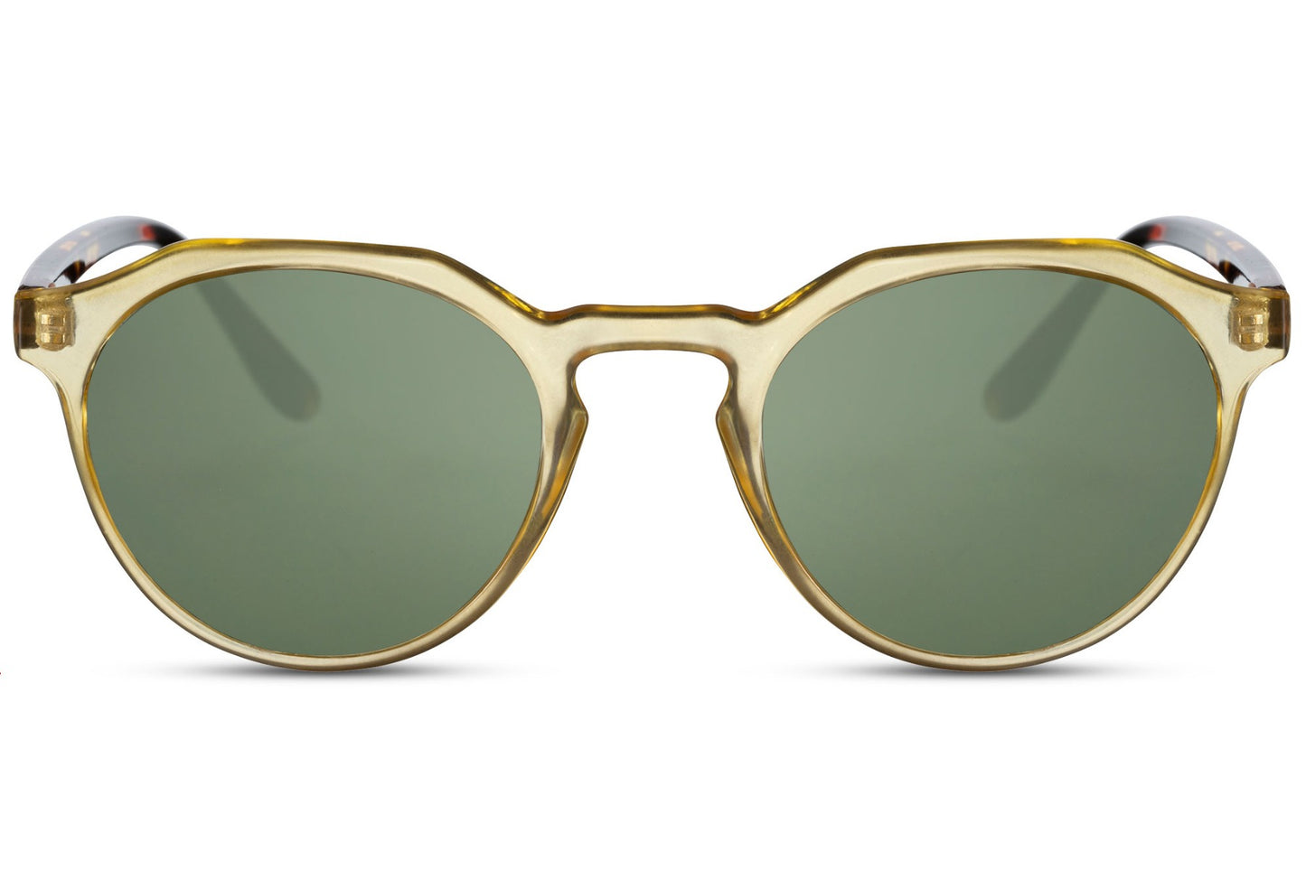 Rome eco round sunglasses yellow 100% recycled polyester frame green recycled lens UV400 protection men women bold statement sustainable summer festival beach city eyewear free UK Europe delivery Sunglass Station