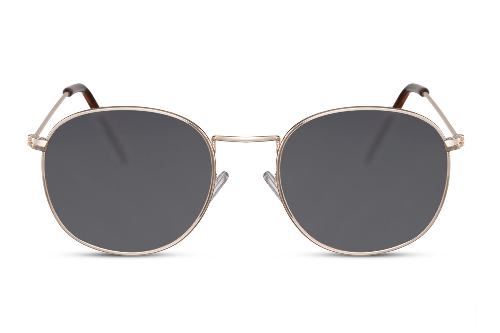 Rome gold black round sunglasses gold metal frame deep black polycarbonate lens 100% UV400 protection men women timeless elegant Italian inspired everyday city summer beach driving free UK Europe delivery Sunglass Station