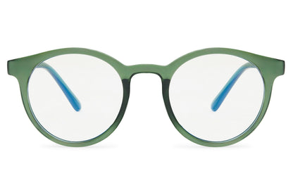 Round blue light eyeglasses green polycarbonate frame blue light filter lens anti eye strain computer gaming office screen glasses men women stylish free UK Europe shipping Sunglass Station