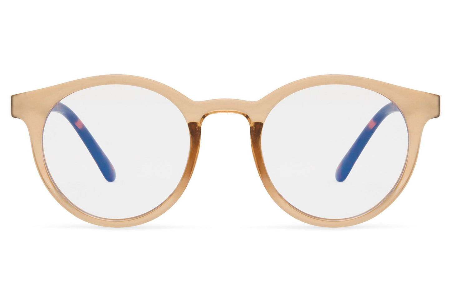 Round blue light eyeglasses nude beige slim polycarbonate frame lightweight blue light filter lens comfortable all-day screen wear office work from home men women free UK Europe delivery Sunglass Station