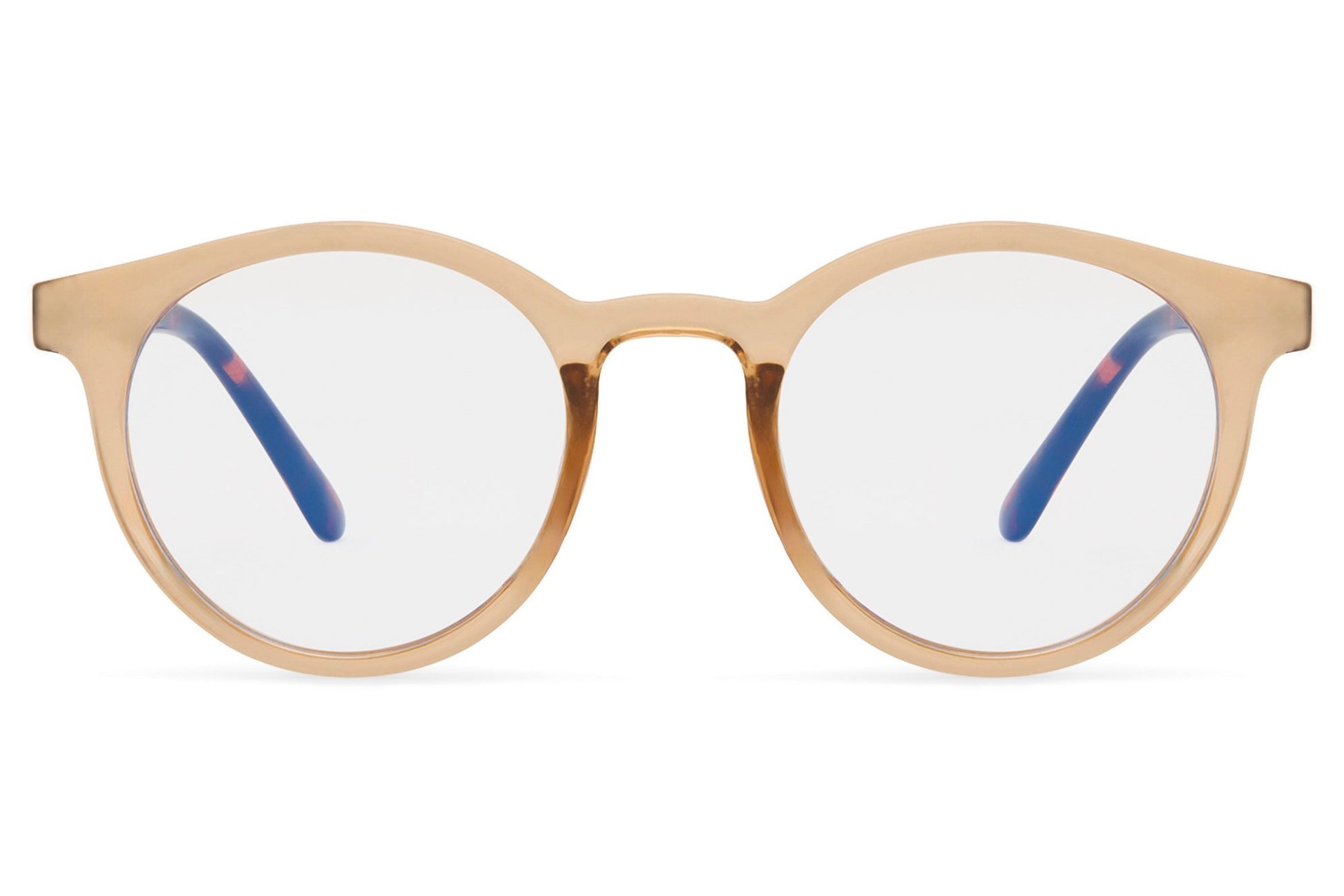 Round blue light eyeglasses nude beige slim polycarbonate frame lightweight blue light filter lens comfortable all-day screen wear office work from home men women free UK Europe delivery Sunglass Station