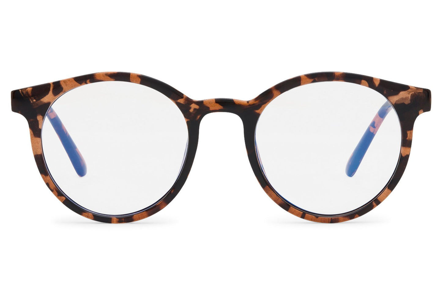 Round blue light eyeglasses tortoiseshell brown polycarbonate frame blue light filter lens anti eye strain anti-glare computer gaming office screen glasses men women free UK Europe delivery Sunglass Station