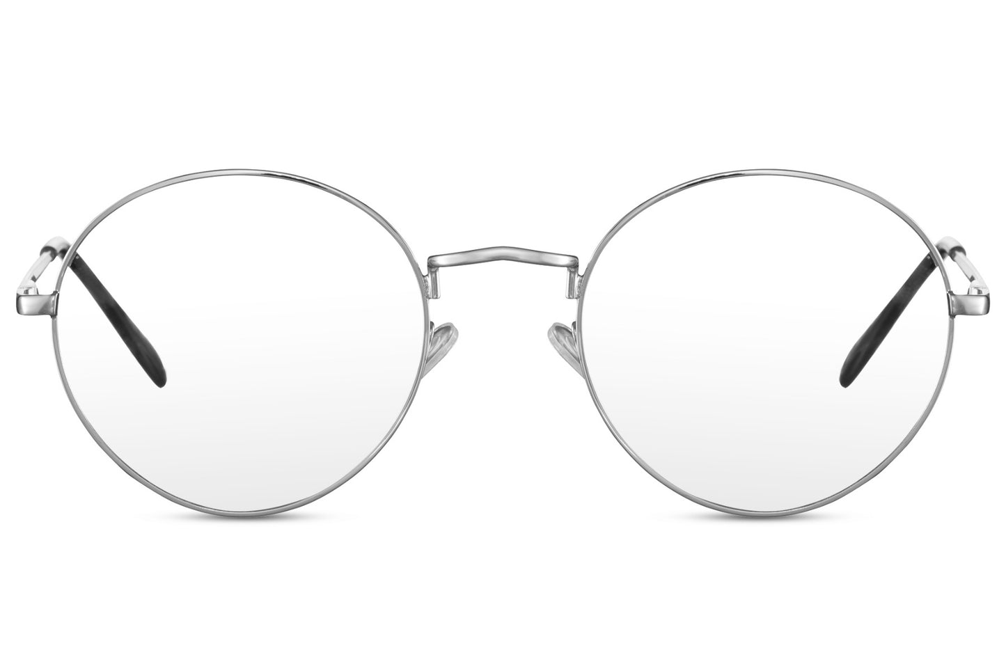 Round blue light filter glasses silver metal frame men women UV protection computer glasses free UK delivery Sunglass Station