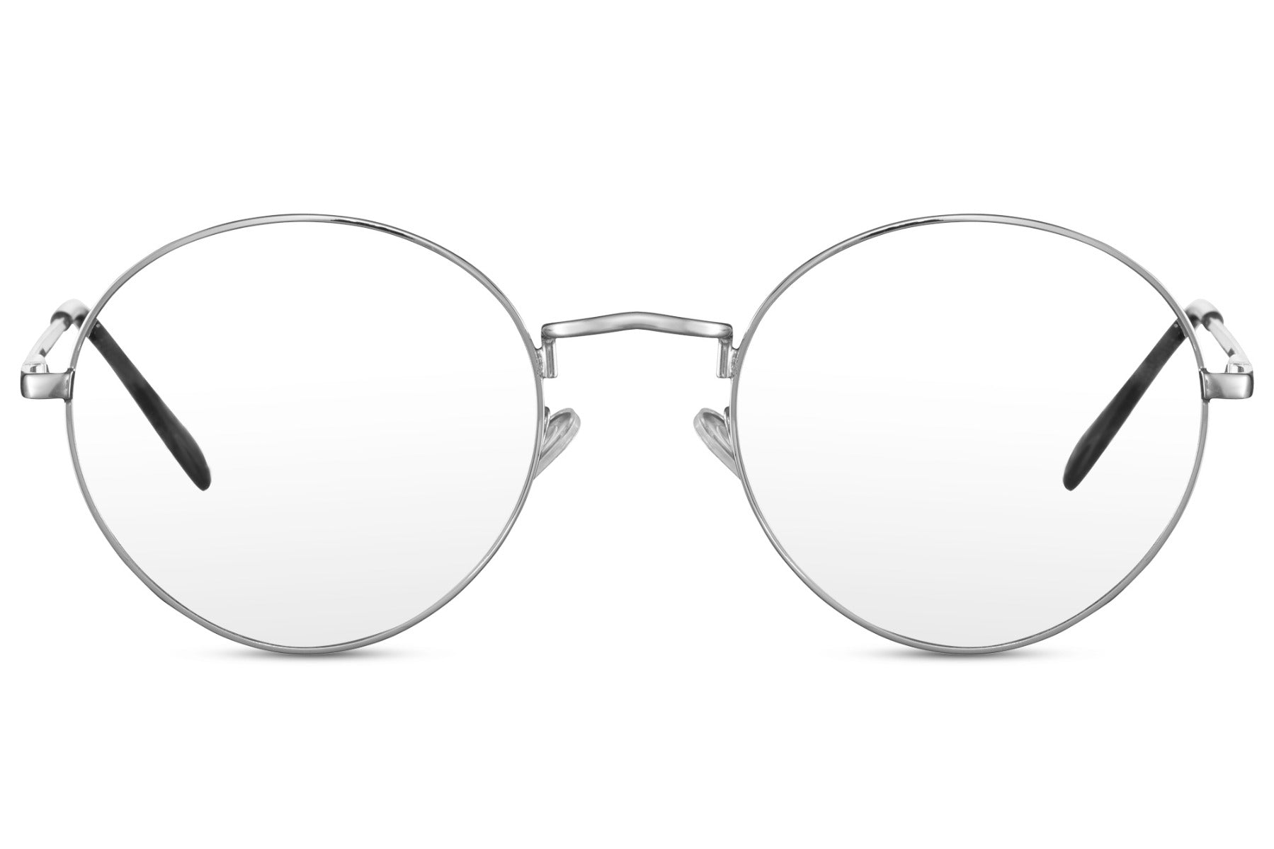 Round blue light filter glasses silver metal frame men women UV protection computer glasses free UK delivery Sunglass Station