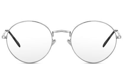Round blue light filter glasses silver metal frame men women UV protection computer glasses free UK delivery Sunglass Station