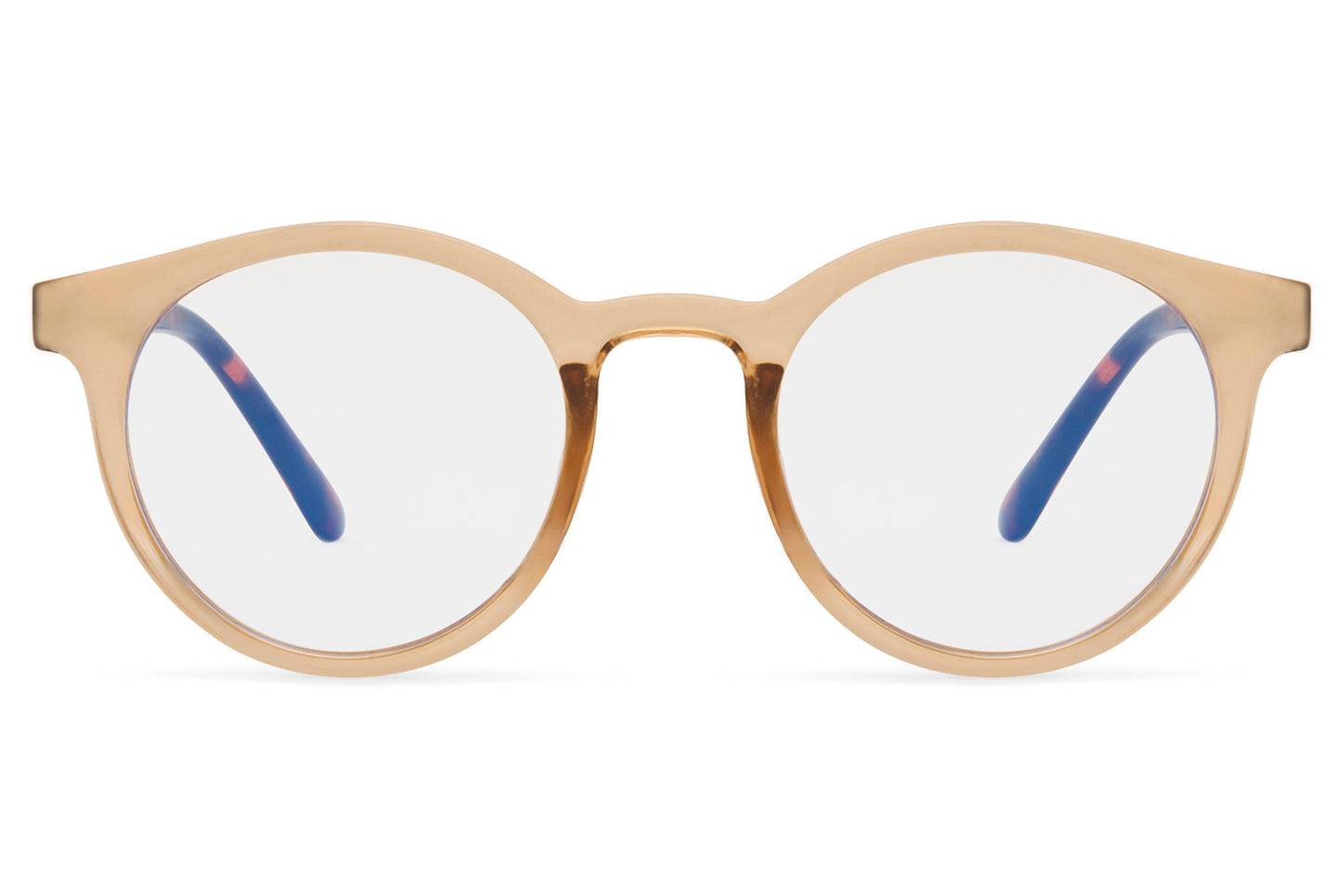 Round blue light filter glasses nude polycarbonate frame anti-glare screen protection anti eye strain computer office gaming glasses men women free UK Europe shipping Sunglass Station
