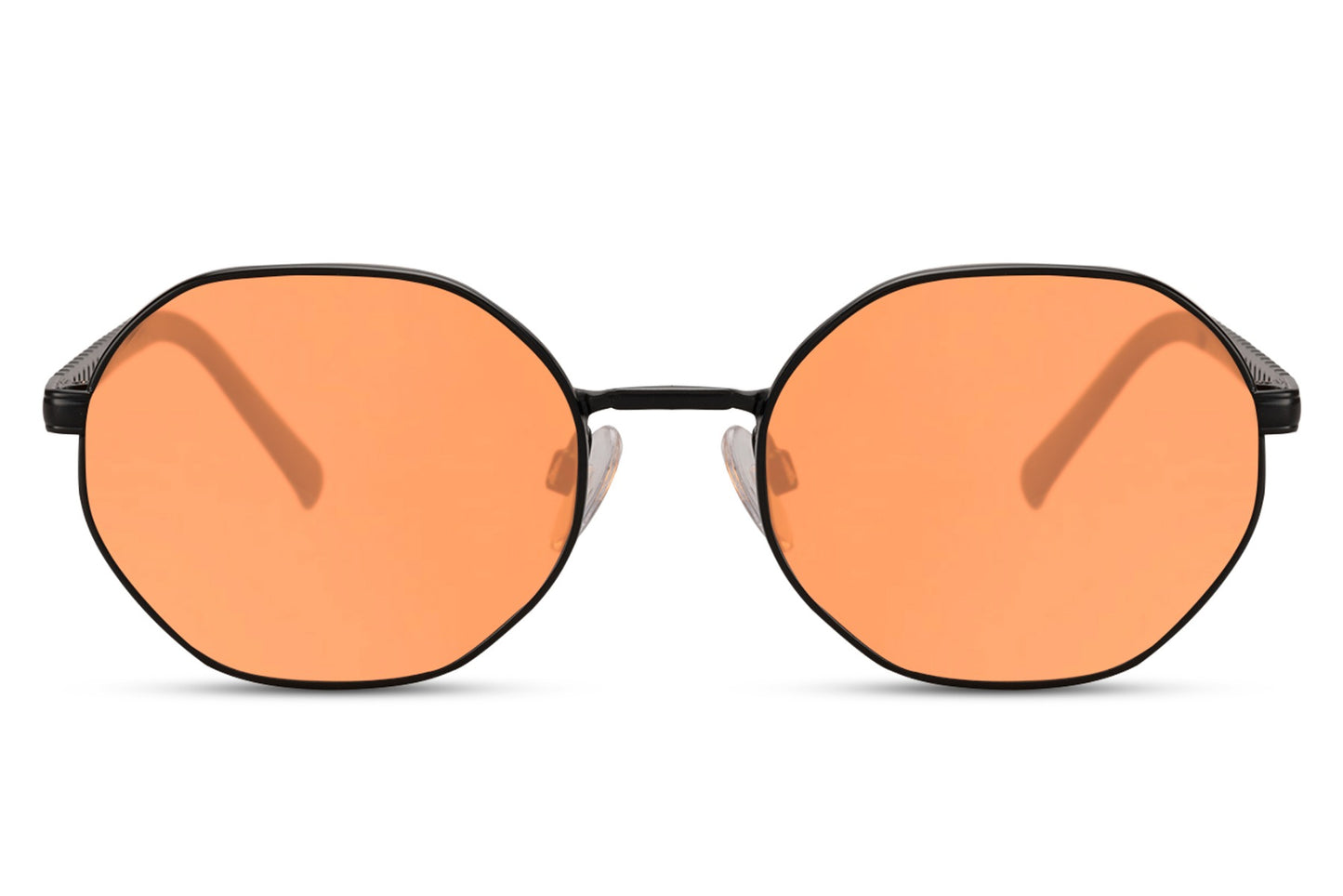 A pair of round full round geometric frame sunglasses for daytime travelling