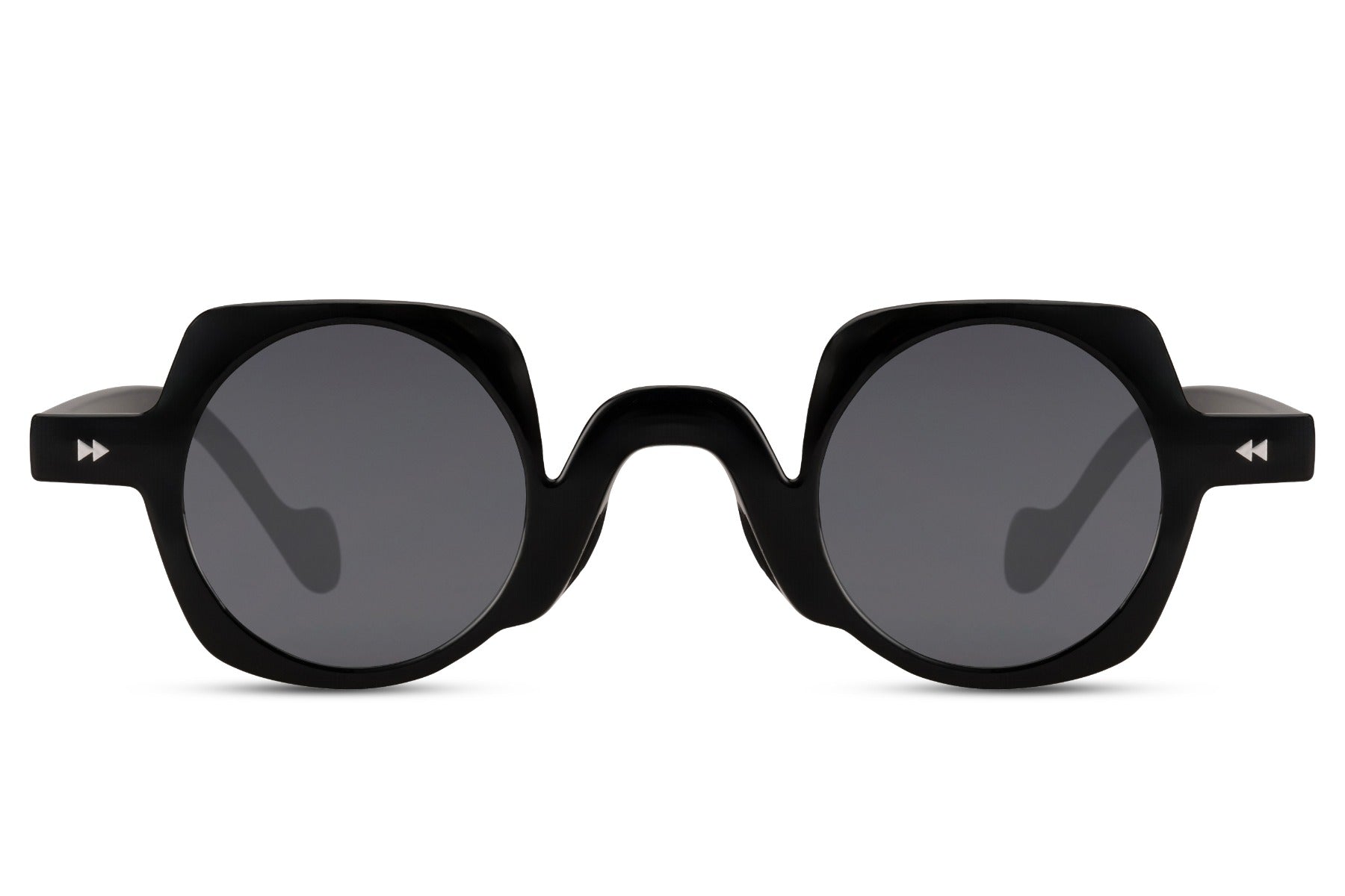 Thick frame black round geometric party sunglasses — unisex statement eyewear with a quietly underground edge, UV400 polycarbonate