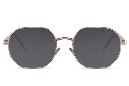 round geometric frame sunglasses with black lens