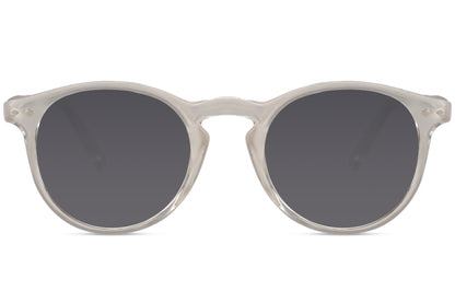 Round kids sunglasses grey silver polycarbonate frame smoke lens UV400 protection children boys girls durable lightweight stylish summer beach holiday outdoor wear free UK Europe delivery Sunglass Station