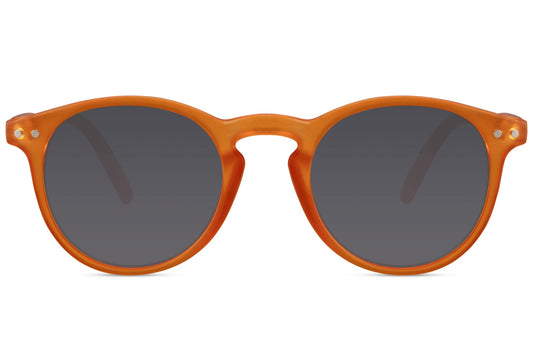 Round kids sunglasses orange polycarbonate frame dark smoke lens UV400 protection boys girls durable lightweight fun colourful summer beach holiday outdoor free UK Europe delivery Sunglass Station