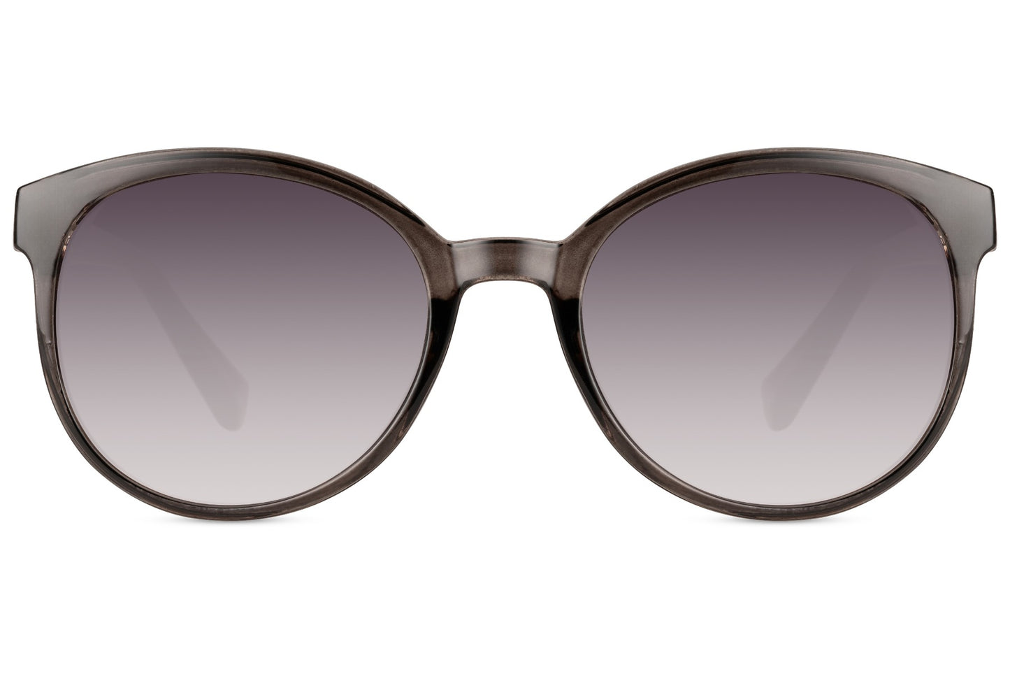 Round oversized modern sunglasses women brown nude recycled polyester rPC frame grey gradient lens UV400 protection sustainable sophisticated minimalist summer city everyday wear free UK Europe delivery Sunglass Station