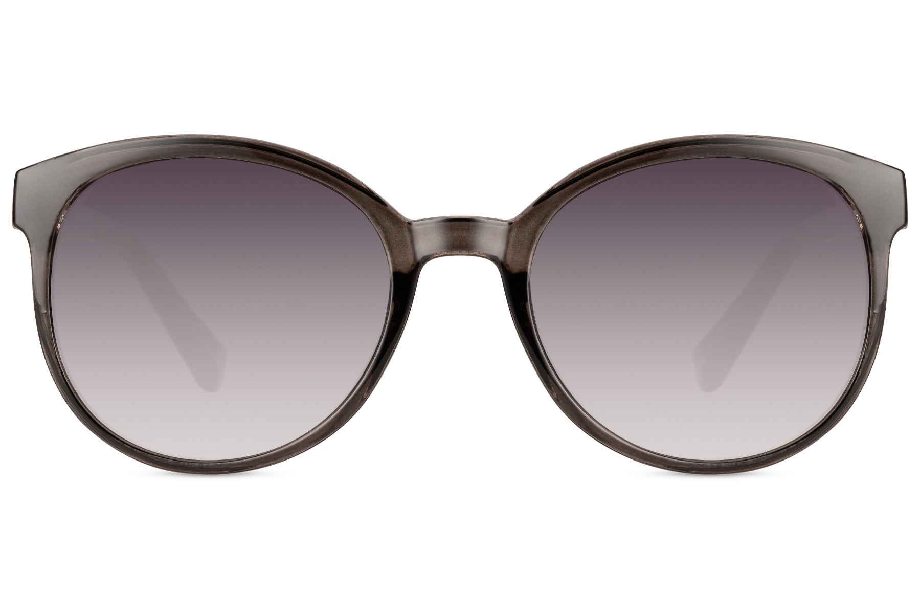 Round oversized modern sunglasses women brown nude recycled polyester rPC frame grey gradient lens UV400 protection sustainable sophisticated minimalist summer city everyday wear free UK Europe delivery Sunglass Station