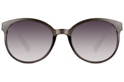 Round oversized modern sunglasses women brown nude recycled polyester rPC frame grey gradient lens UV400 protection sustainable sophisticated minimalist summer city everyday wear free UK Europe delivery Sunglass Station