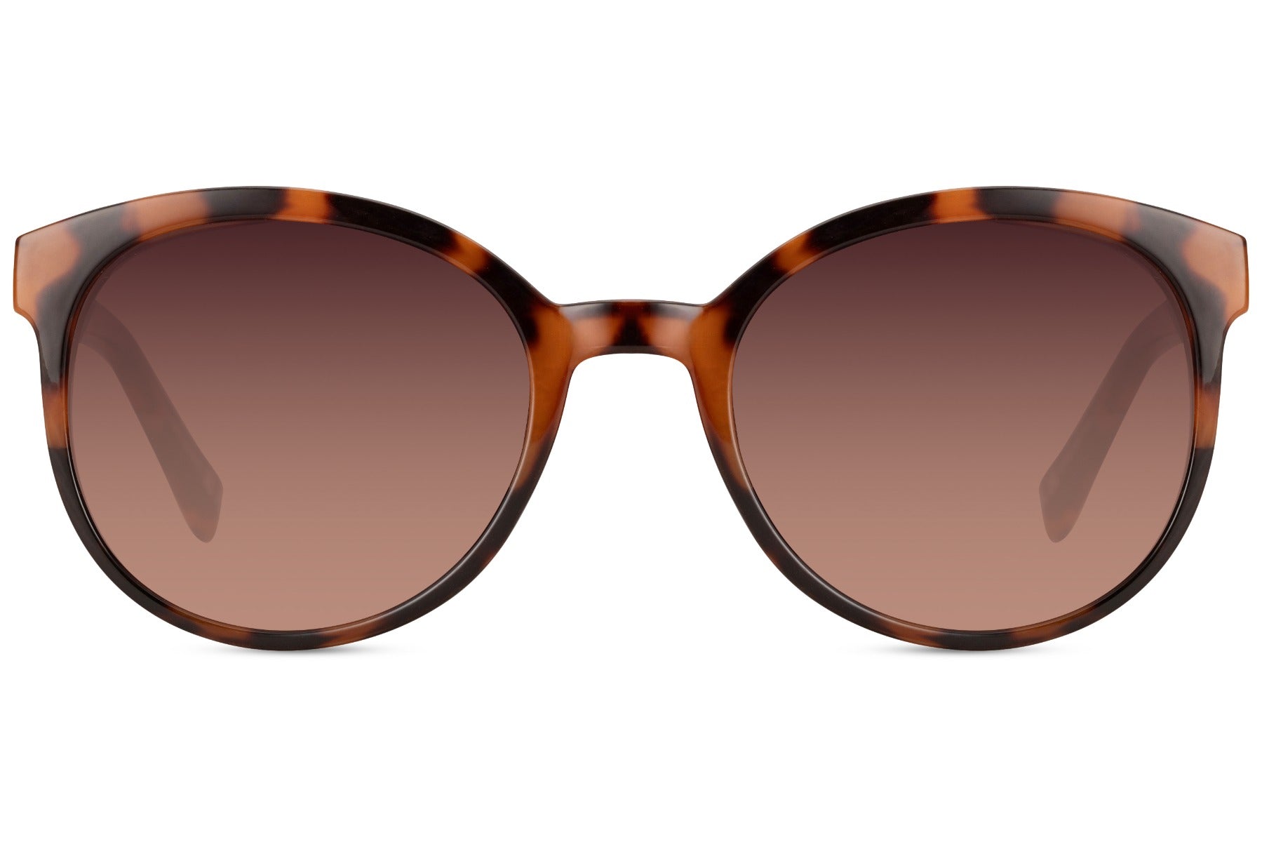 Round oversized modern sunglasses women tortoiseshell brown recycled polyester rPC frame warm brown gradient lens UV400 protection sustainable eco-friendly retro glamorous summer beach holiday city free UK Europe shipping Sunglass Station