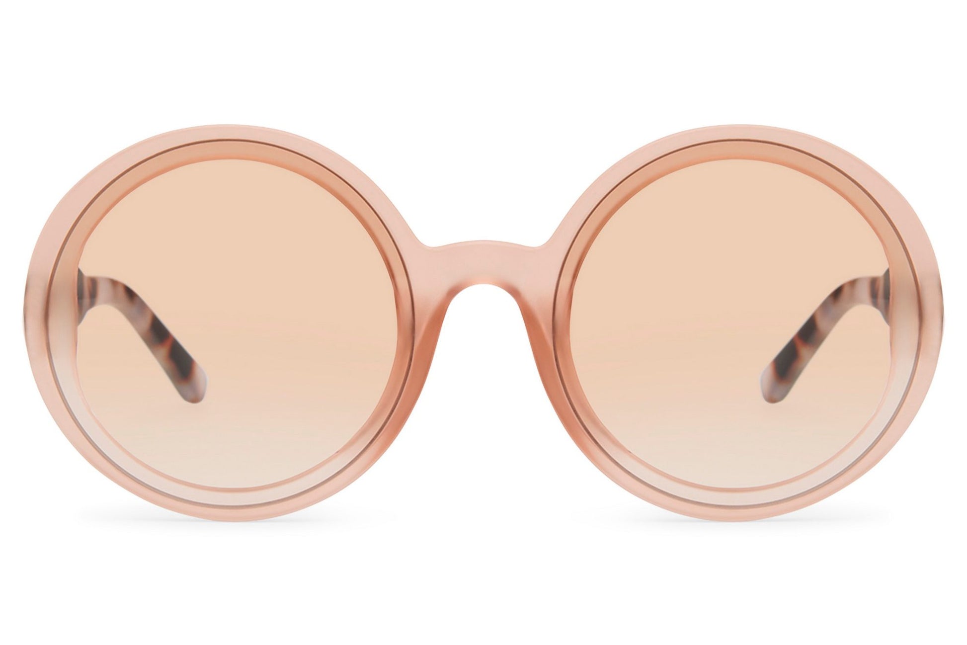 Round oversized sunglasses women nude peach polycarbonate frame tinted lens UV400 protection elegant feminine retro summer brunch city beach holiday style free UK Europe shipping Sunglass Station