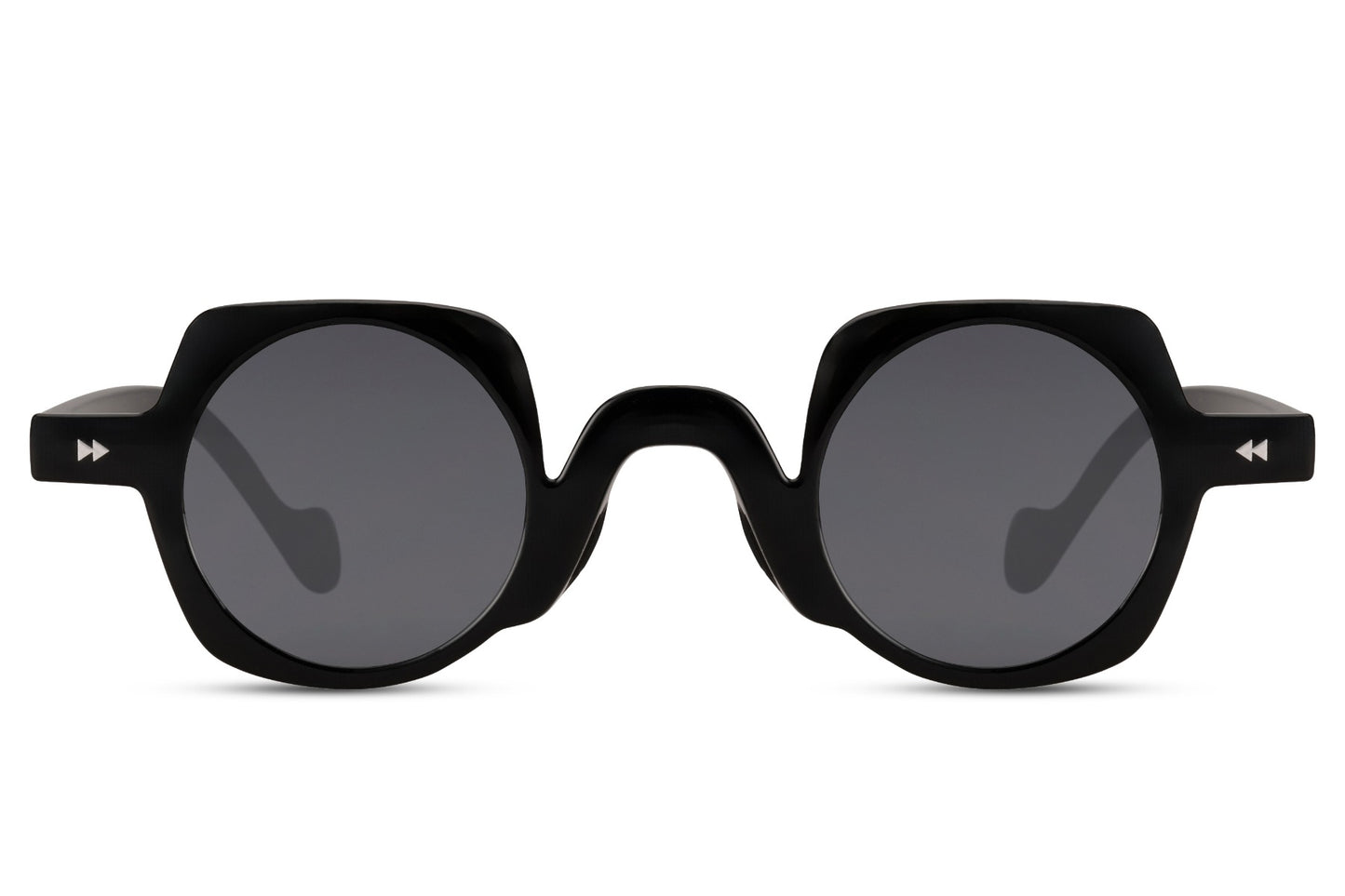 Front-on view of black round party sunglasses — clean graphic silhouette for festival season, open-air cinemas and late summer nights | Sunglass Station