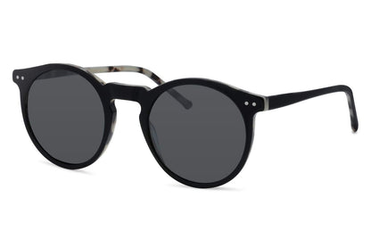 Round polarised sunglasses black premium acetate frame UV protection Sunglass Station UK
