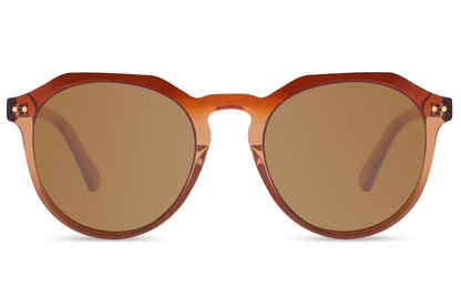 Round polarised sunglasses brown acetate frame gradient brown lens 100% UV protection beach holiday festival free shipping UK Europe Sunglass Station