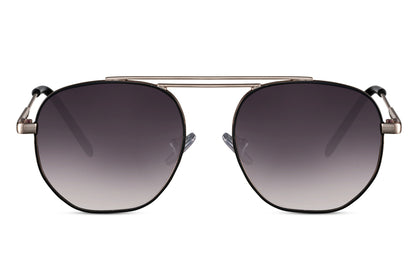 Round retro tinted sunglasses gold metal frame dark gradient 100% recycled lens UV400 protection men women elegant retro vintage sustainable summer city holiday driving beach free UK Europe delivery Sunglass Station