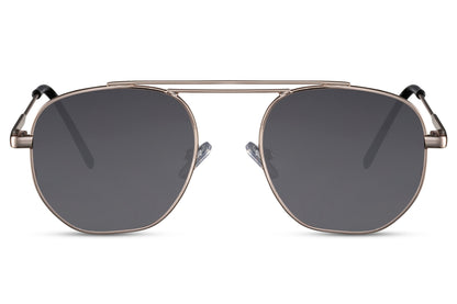 Round retro tinted sunglasses silver metal frame smokey black 100% recycled lens UV400 protection men women geometric retro vintage everyday city summer driving beach free UK Europe delivery Sunglass Station