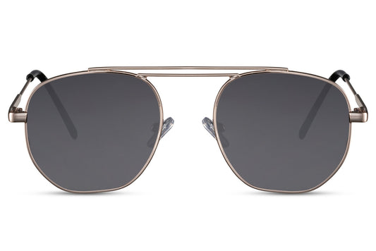 Round retro tinted sunglasses silver metal frame smokey black 100% recycled lens UV400 protection men women geometric retro vintage everyday city summer driving beach free UK Europe delivery Sunglass Station