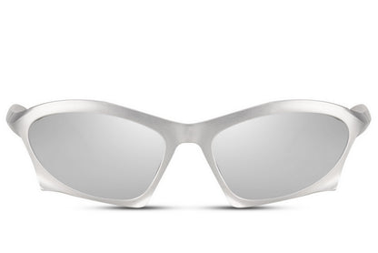 Silver chrome mirrored night party sunglasses — Y2K retro festival eyewear for women and men | Sunglass Station UK from £29.99