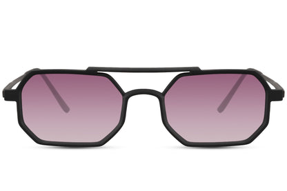 Silver metal frame sleek geometric party sunglasses with rose pink translucent lens — the Parisian lens tint in its most architectural frame, delicate chromatic eyewear for women and men who dress with editorial precision, free delivery UK & Europe