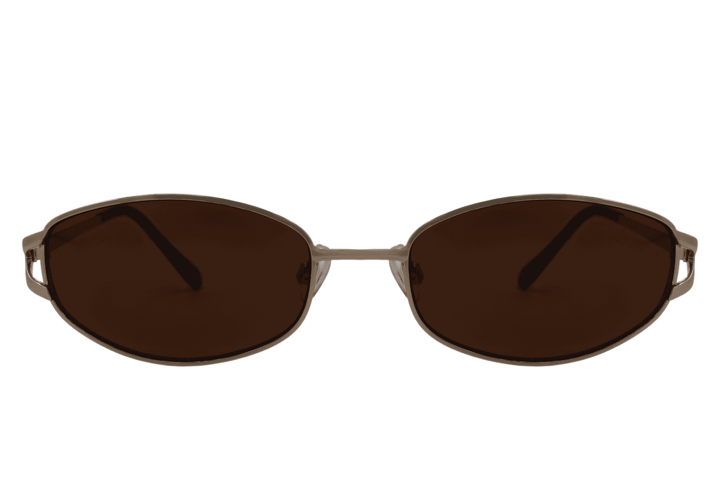 Sleek metal oval sunglasses for men and women with gold frame and amber brown tinted lens – vintage-inspired unisex designer shades for everyday wear and summer holidays, Sunglass Station free shipping UK and Europe
