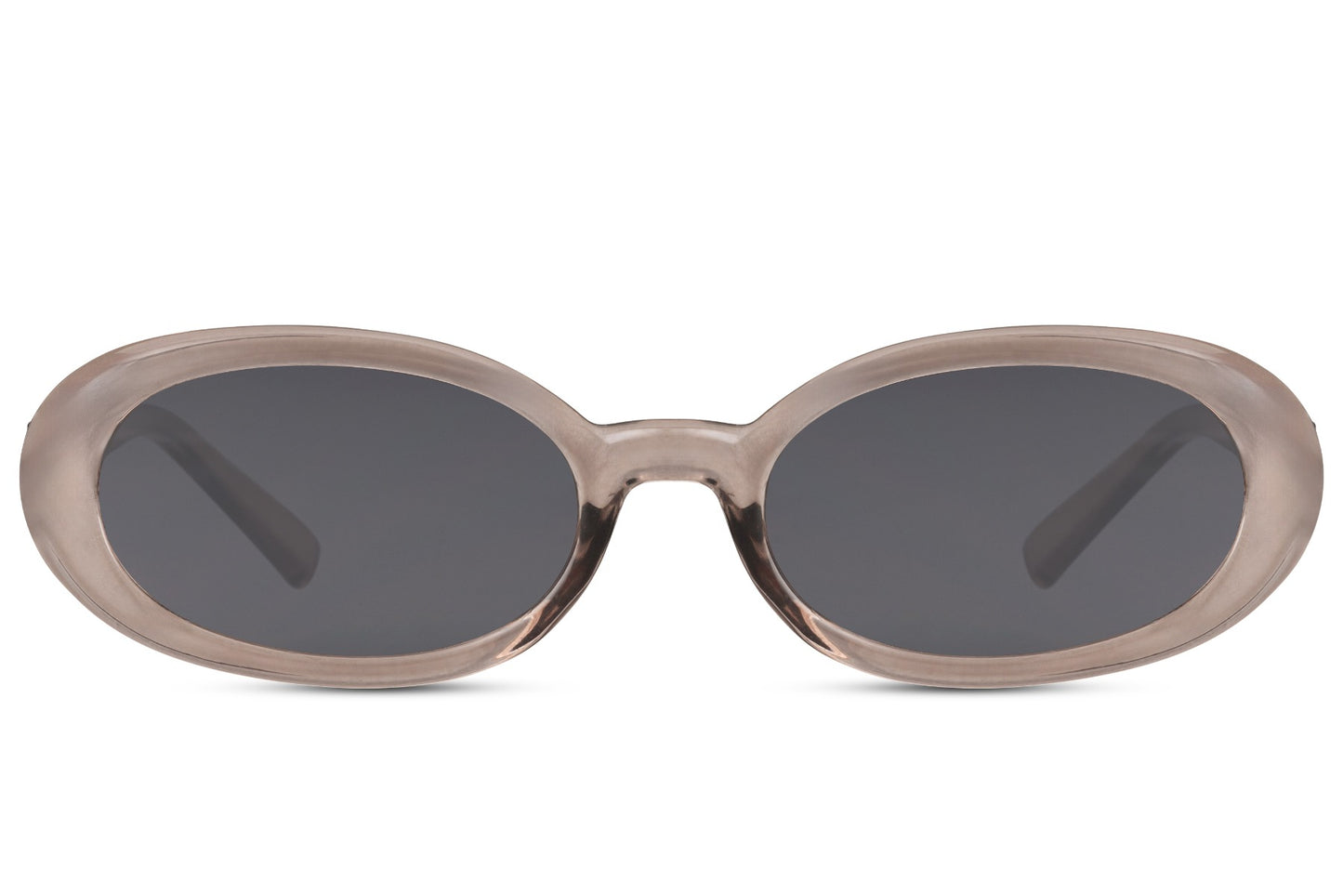 Sleek oval sunglasses for men and women with cream recycled frame and grey smoke lens – minimalist street style unisex shades for city wear and travel, Sunglass Station free UK and Europe shipping